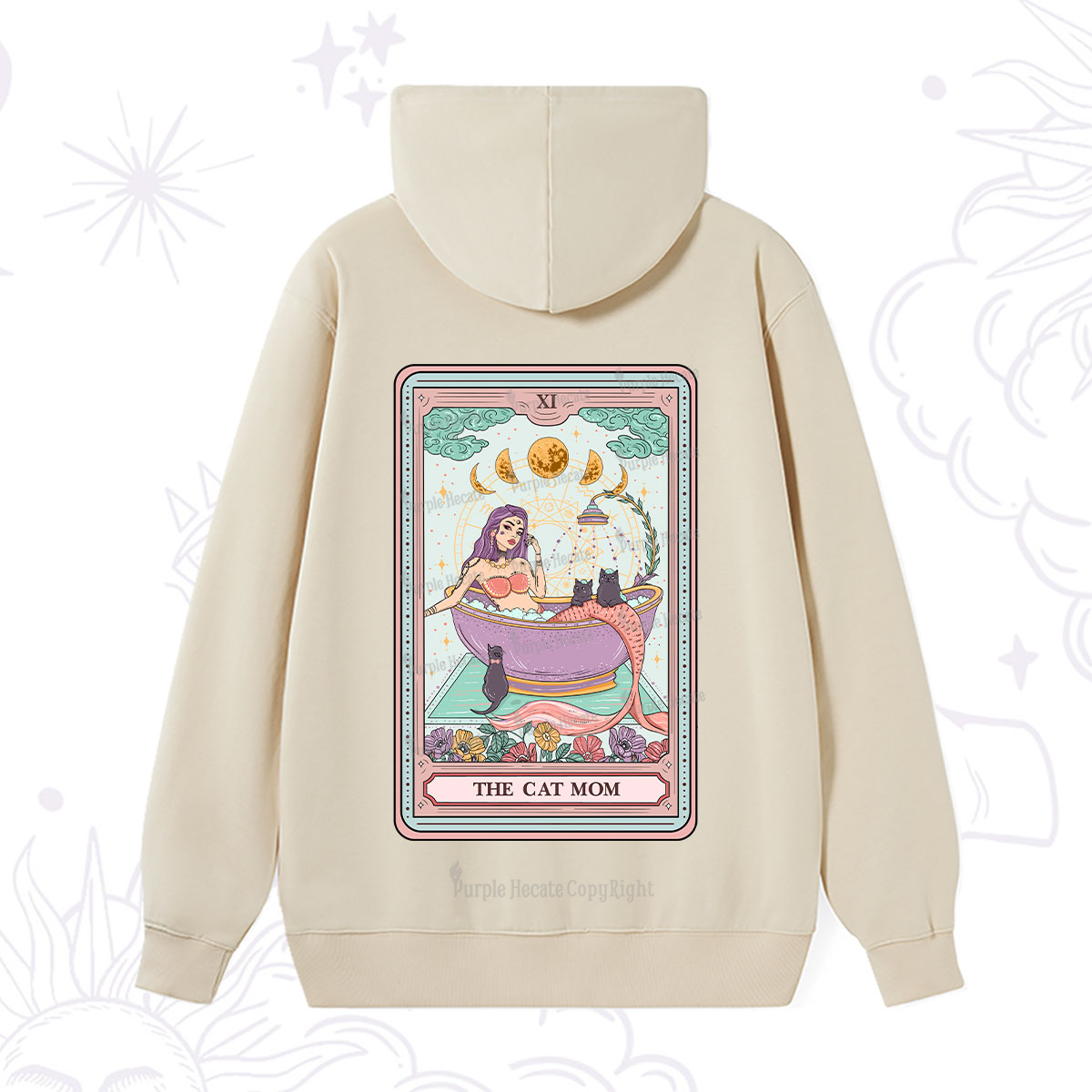 Purplehecate The Cat Mermaid Mom Tarot Card Hoodie