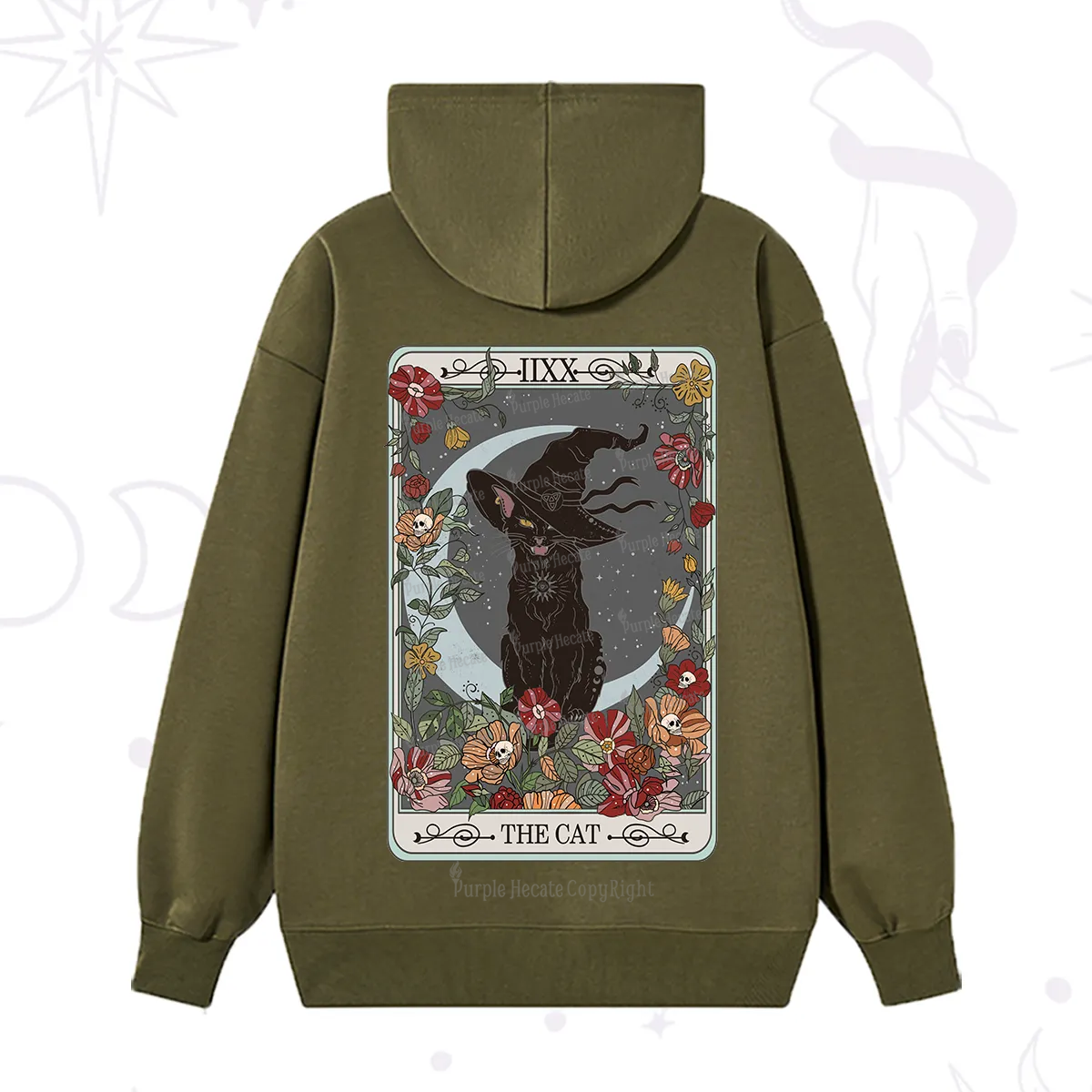 Purplehecate The Cat Tarot Card Hoodie
