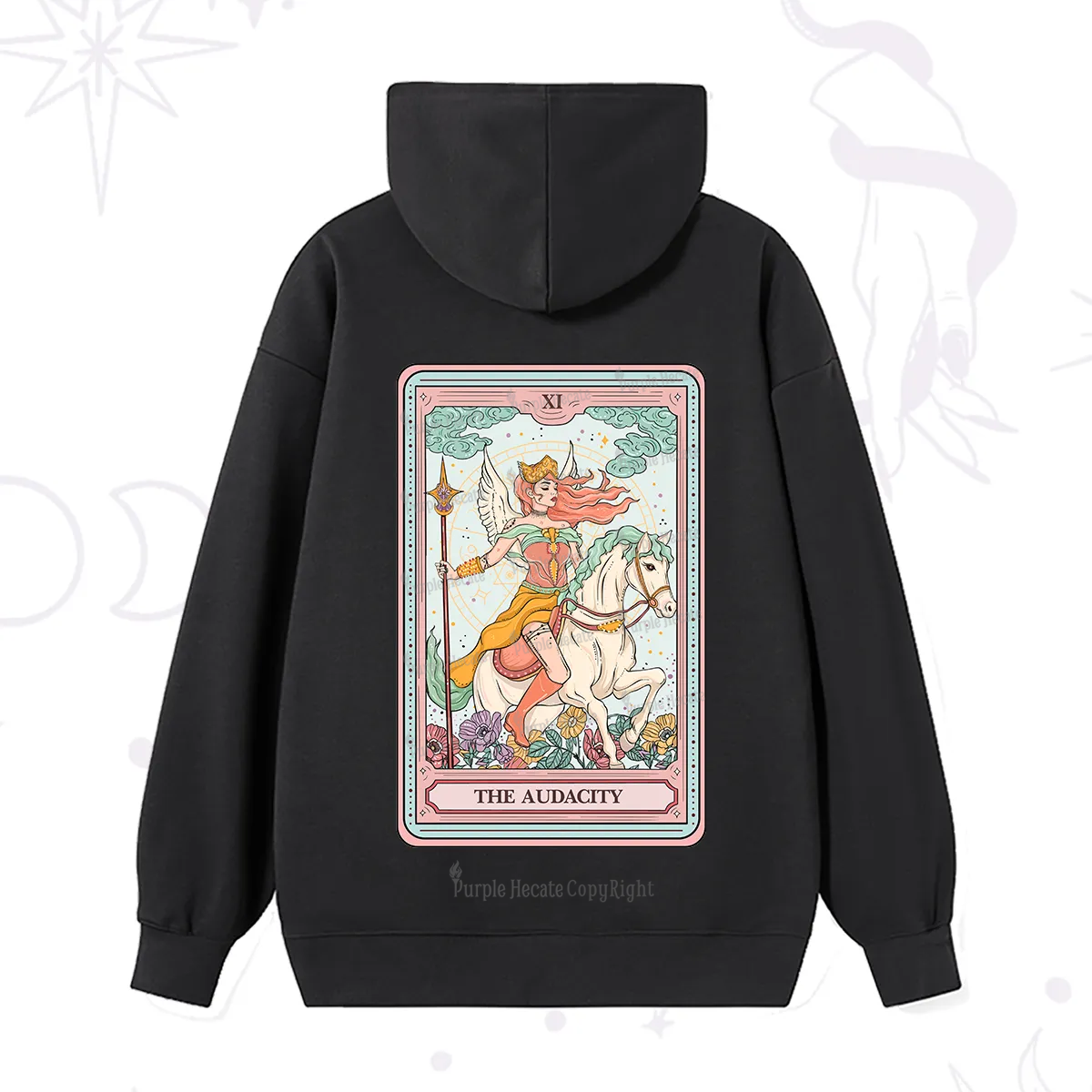 Purplehecate The Audacity Winged Goddess Tarot Card Hoodie