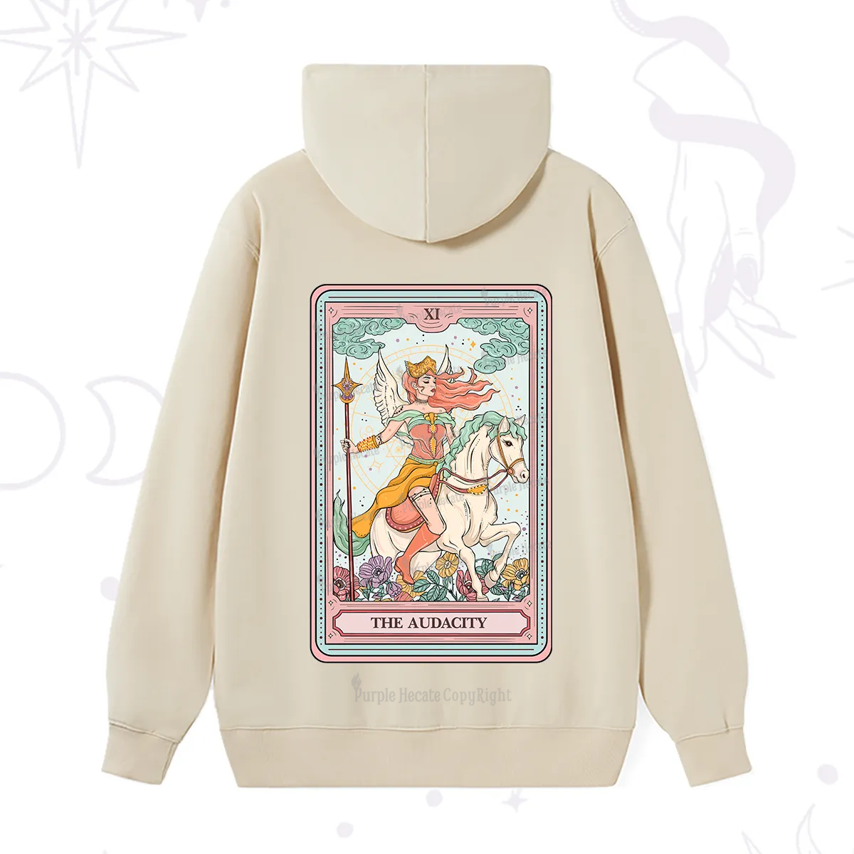 Purplehecate The Audacity Winged Goddess Tarot Card Hoodie