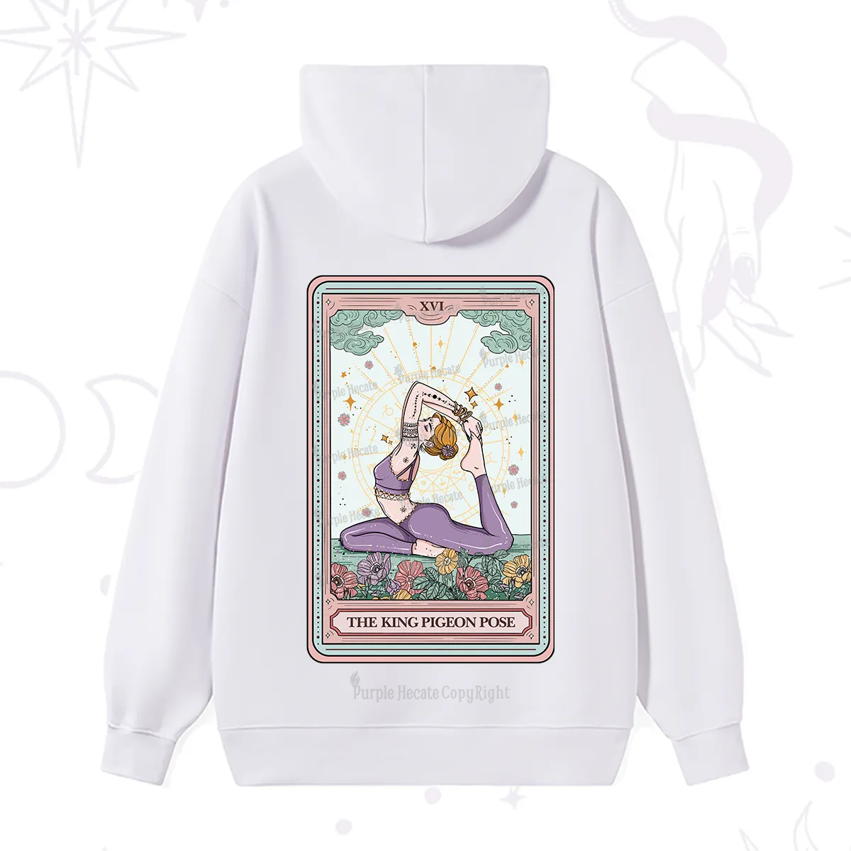 Purplehecate The King Pigeon Pose Tarot Card Hoodie