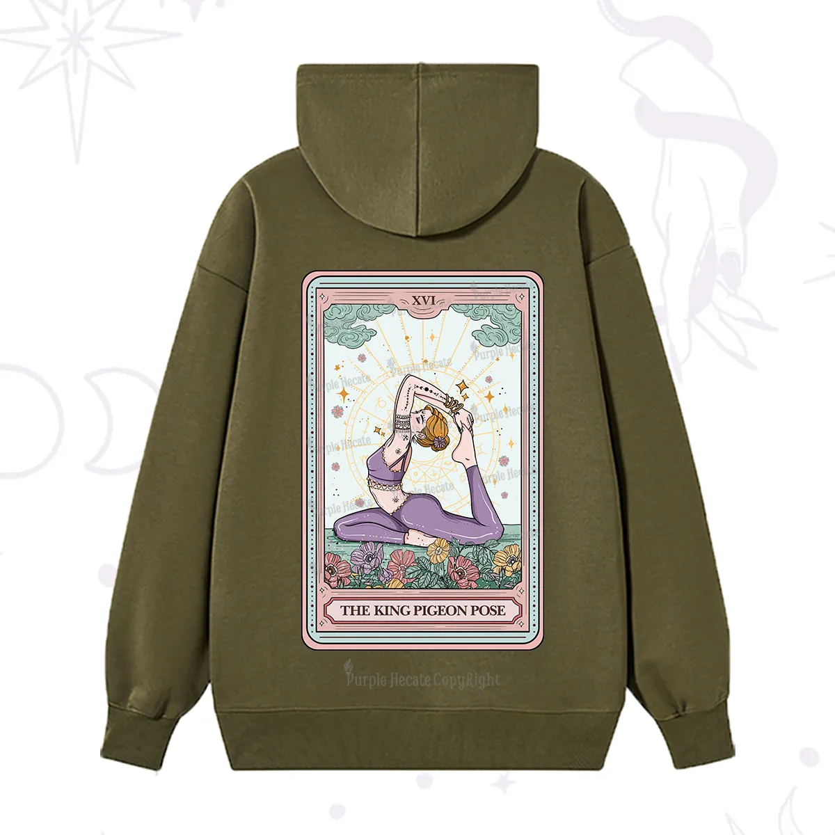 Purplehecate The King Pigeon Pose Tarot Card Hoodie