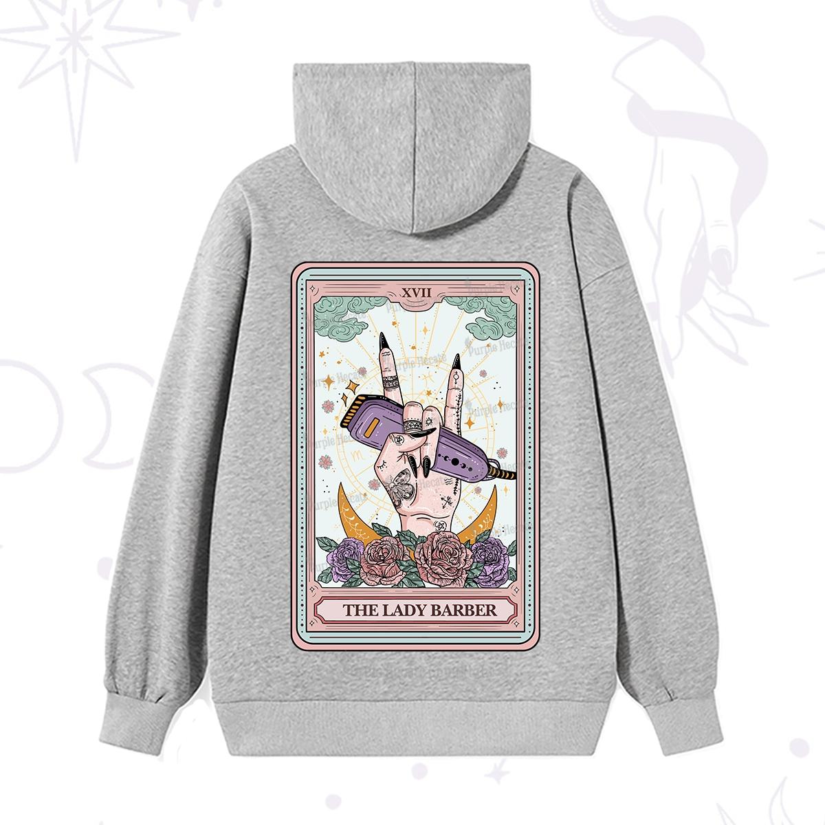 Purplehecate The Lady Barber Tarot Card Hoodie