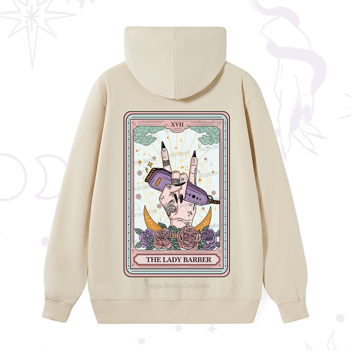 Purplehecate The Lady Barber Tarot Card Hoodie