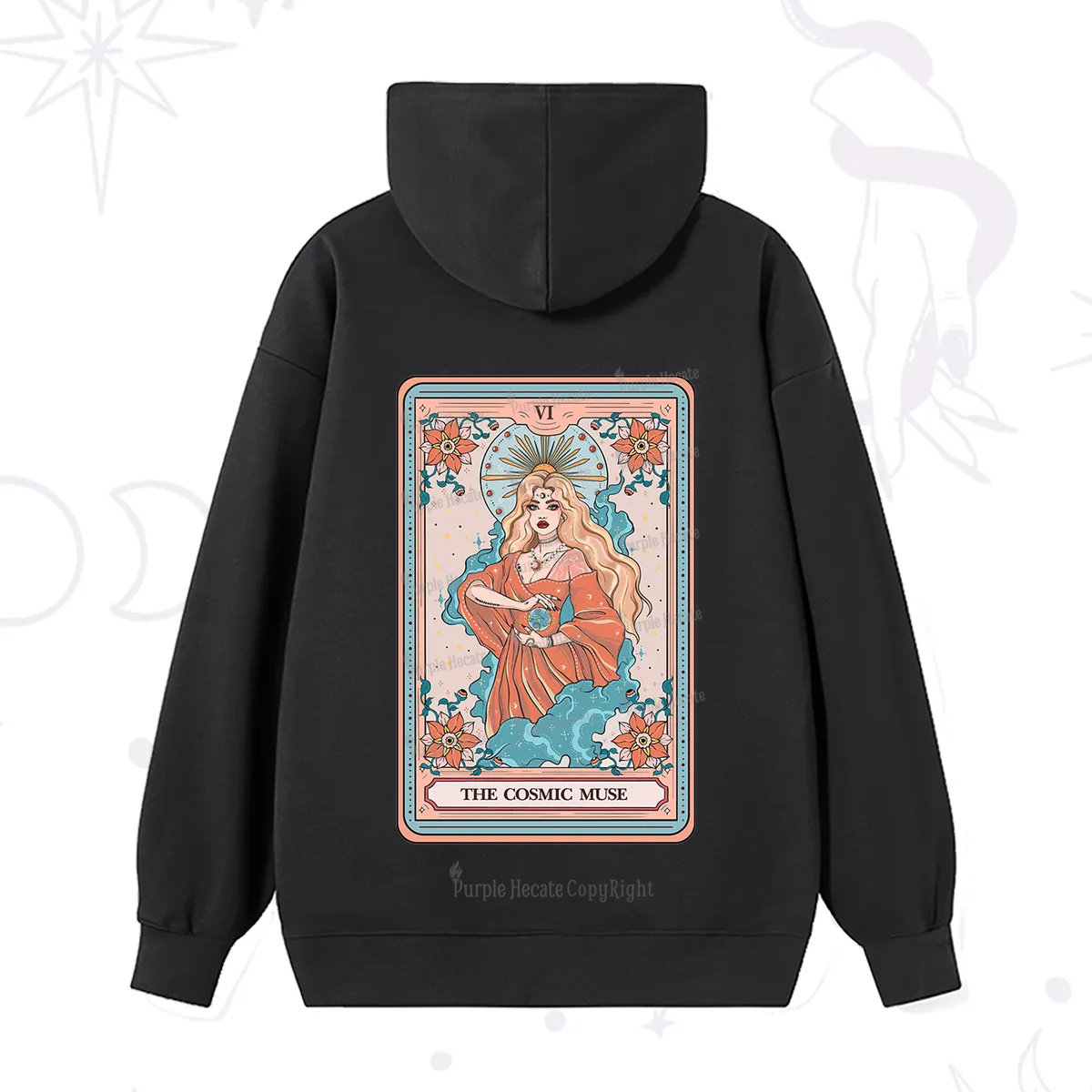 Purplehecate The Cosmic Muse Tarot Card Hoodie