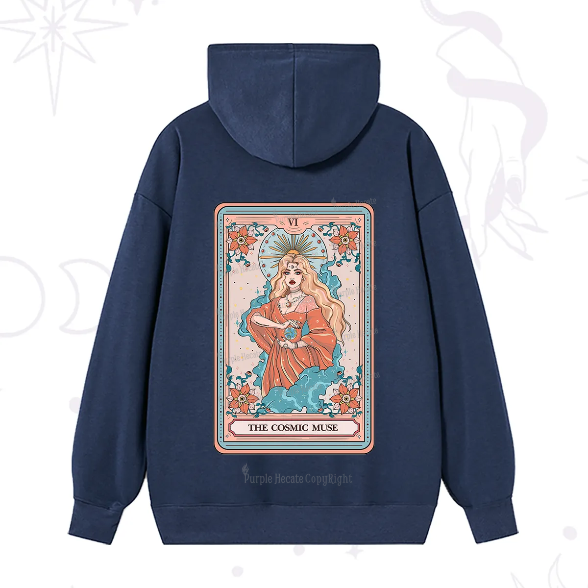 Purplehecate The Cosmic Muse Tarot Card Hoodie