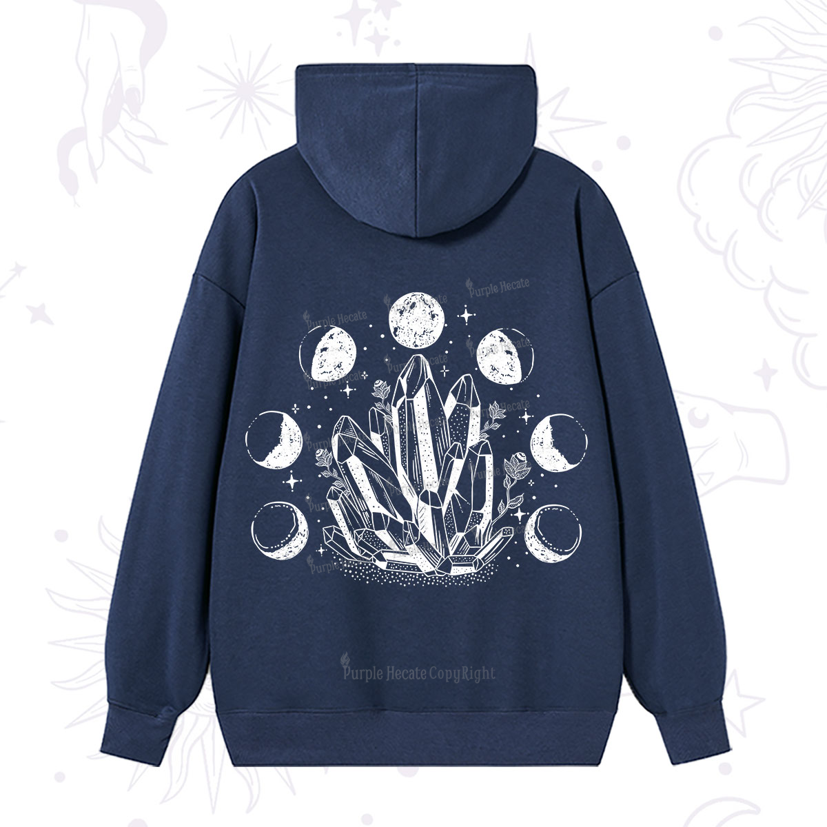 Purplehecate Crystals and Moon Phases Hoodie