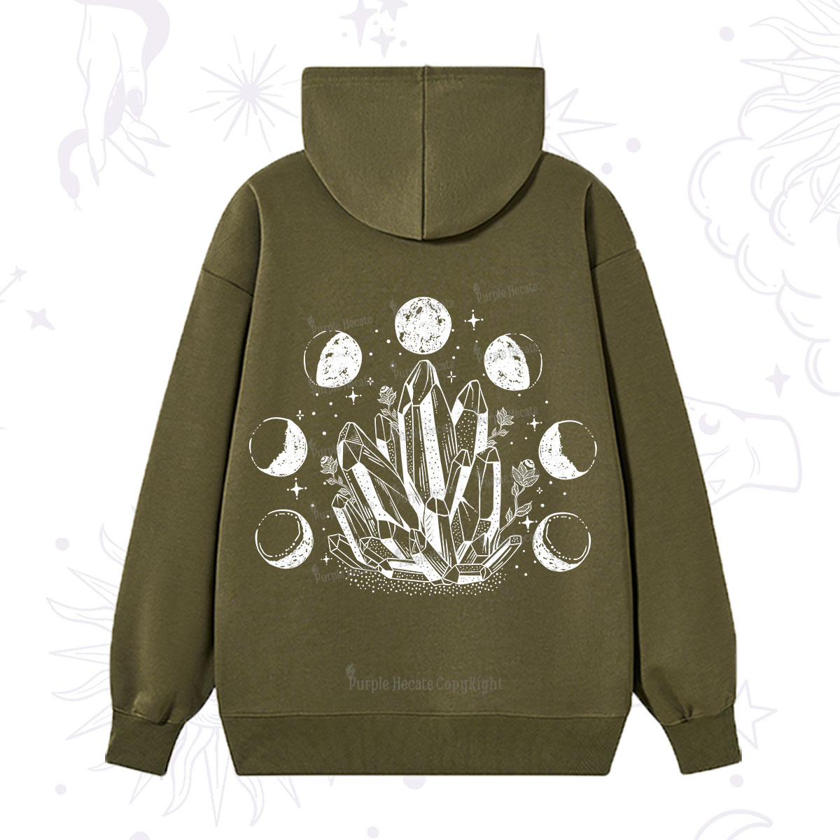 Purplehecate Crystals and Moon Phases Hoodie