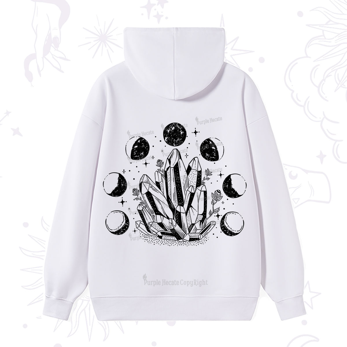 Purplehecate Crystals and Moon Phases Hoodie