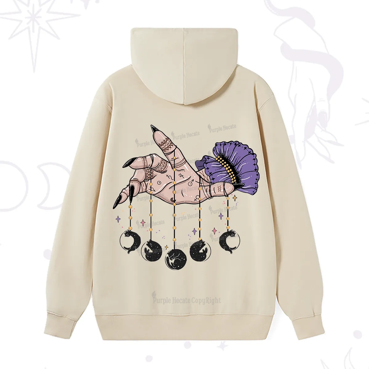 Purplehecate Feline Lunar Phases Hoodie