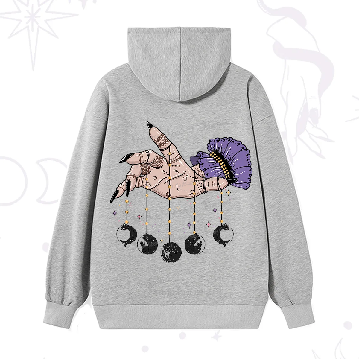 Purplehecate Feline Lunar Phases Hoodie