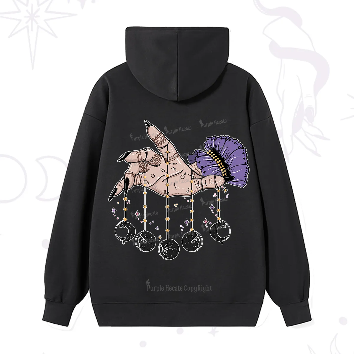 Purplehecate Feline Lunar Phases Hoodie