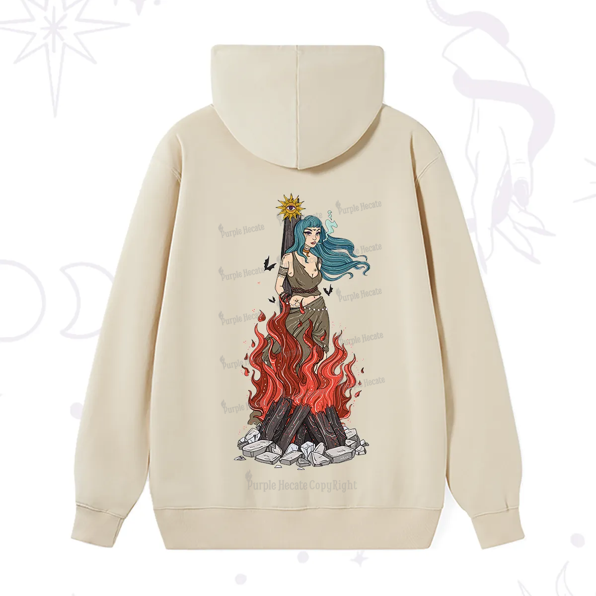 Purplehecate Witchy Woman Burned at the Stake Hoodie