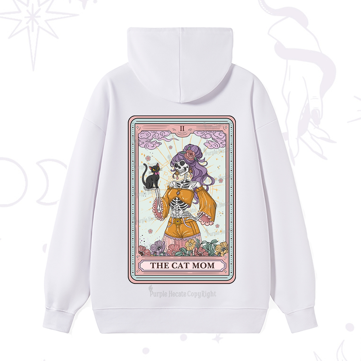 Purplehecate The Skeleton Cat Mom Tarot Card Hoodie