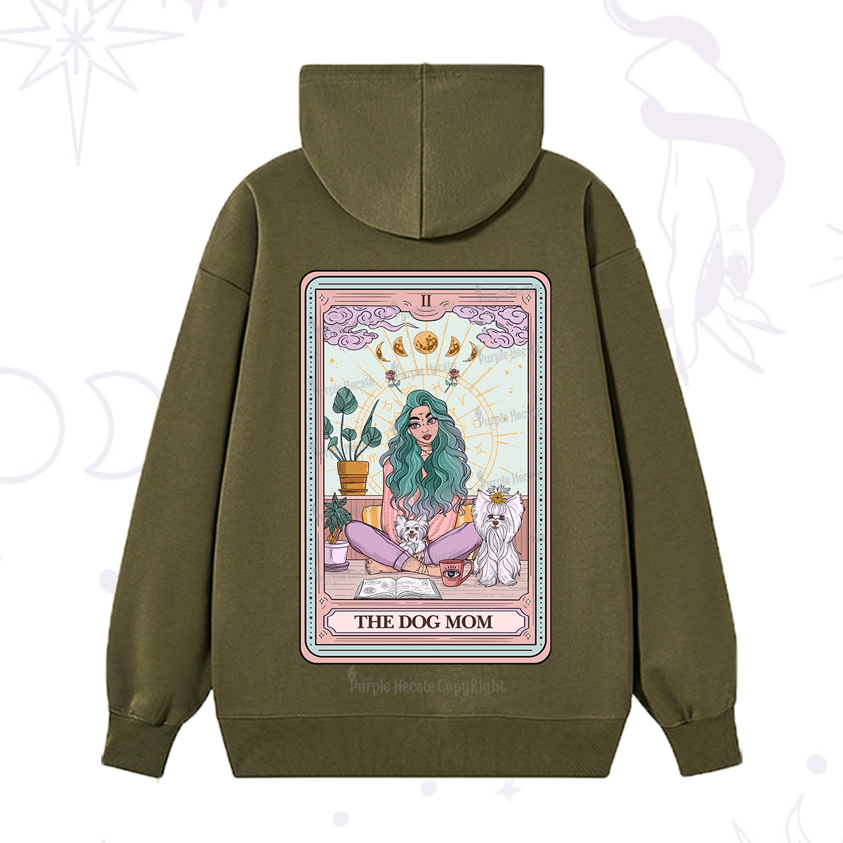 Purplehecate The Divine Dog Mom Tarot Card Hoodie
