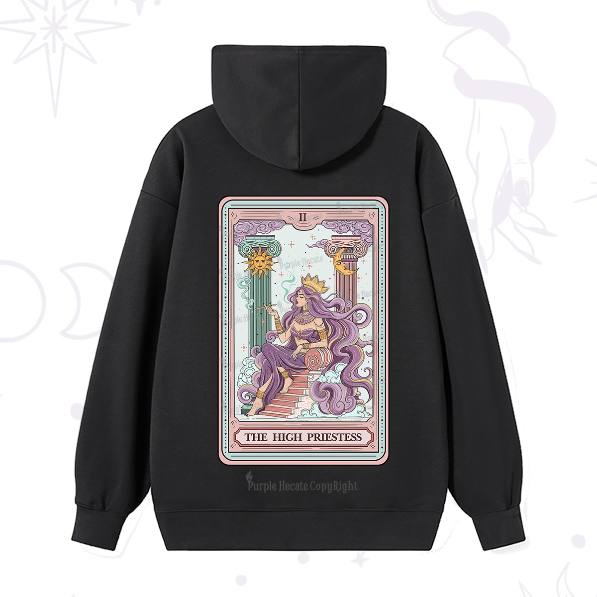 Purplehecate The Goddess High Priestess Tarot Card Hoodie