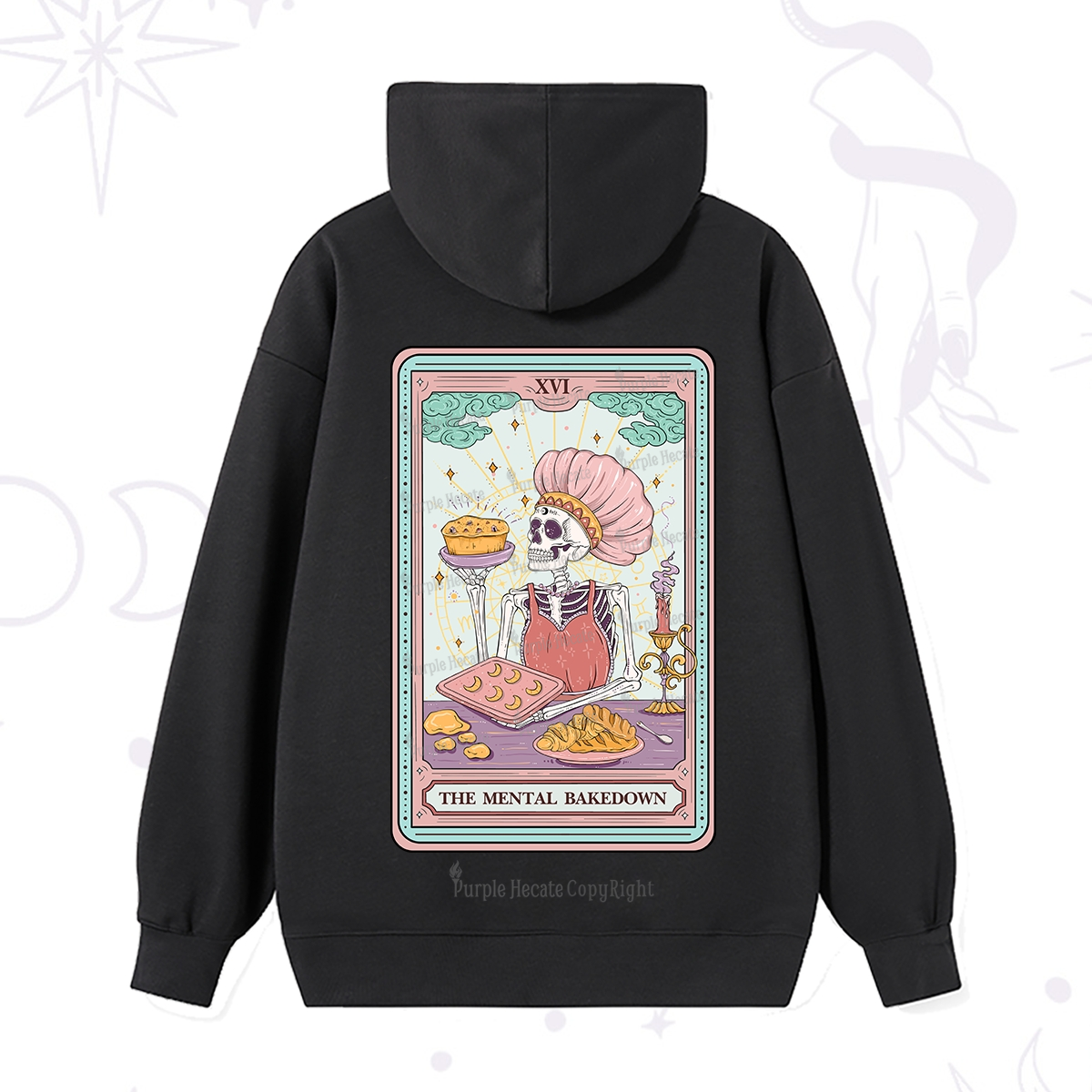 Purplehecate The Mental Bake Down Skeleton Tarot Card Hoodie