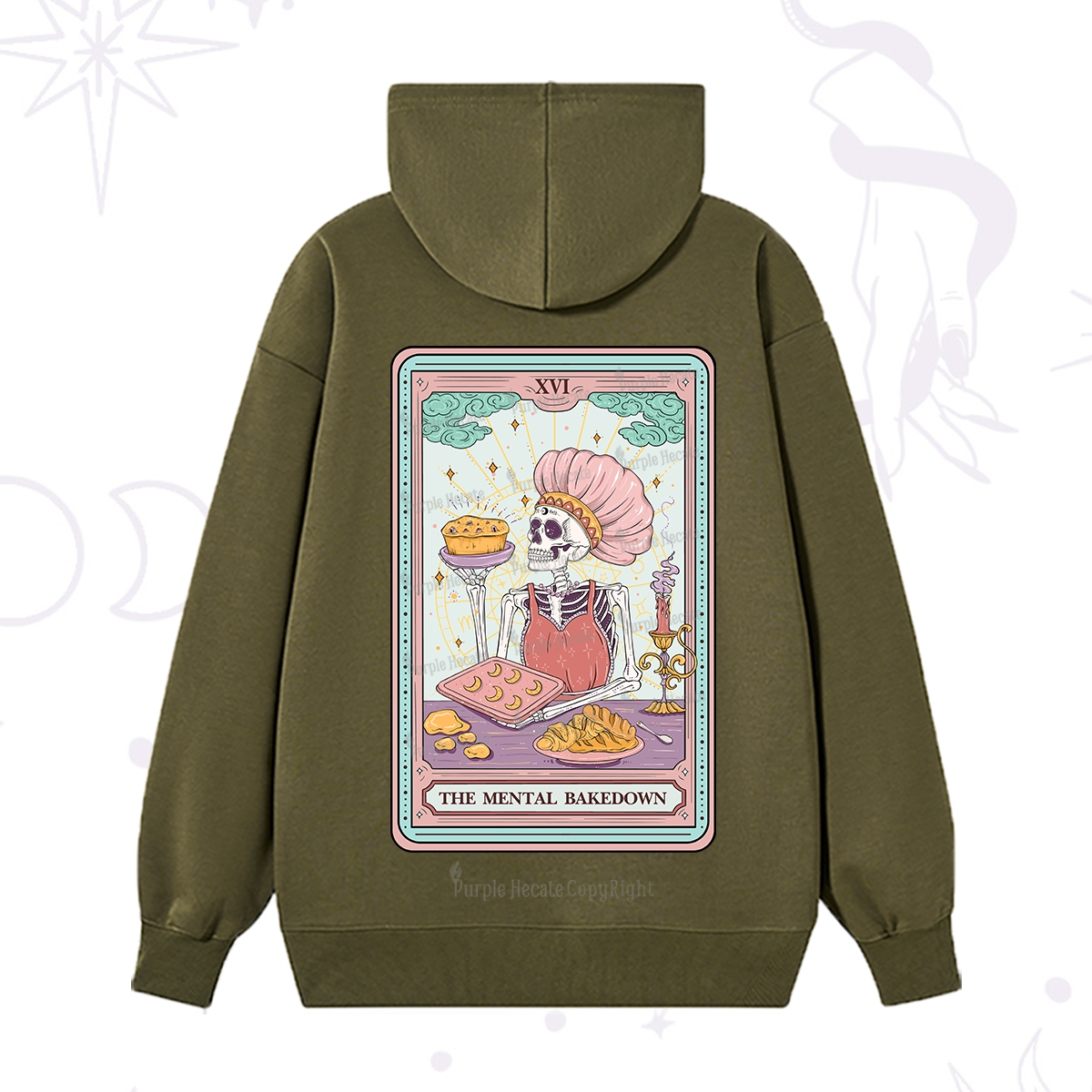 Purplehecate The Mental Bake Down Skeleton Tarot Card Hoodie