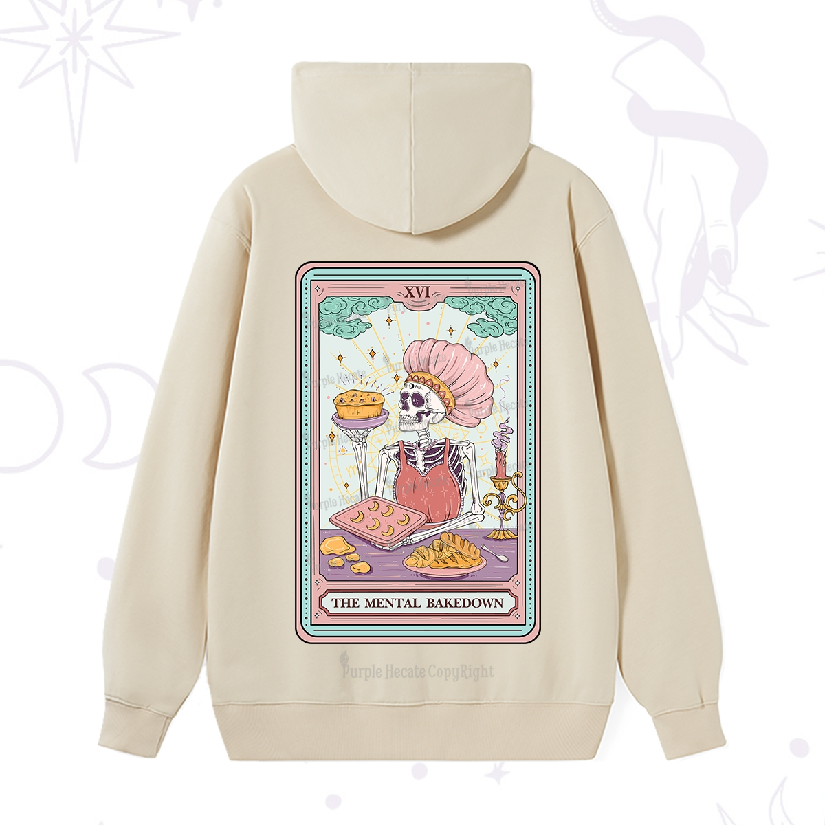 Purplehecate The Mental Bake Down Skeleton Tarot Card Hoodie