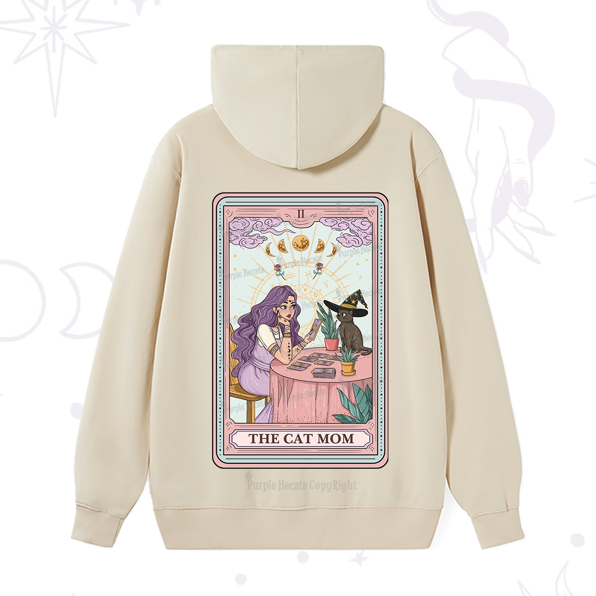 Purplehecate The Witchy Cat Mom Tarot Hoodie