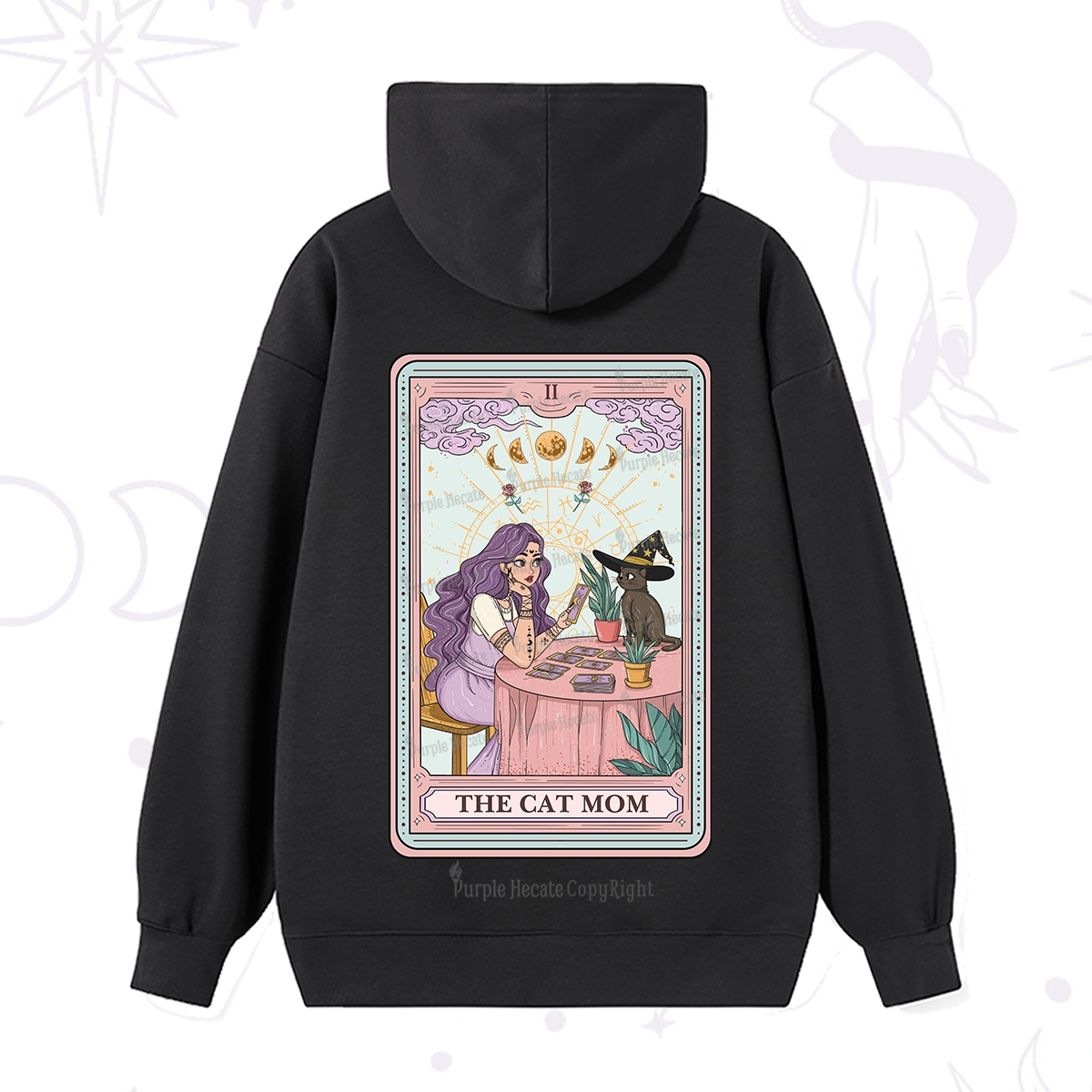 Purplehecate The Witchy Cat Mom Tarot Hoodie