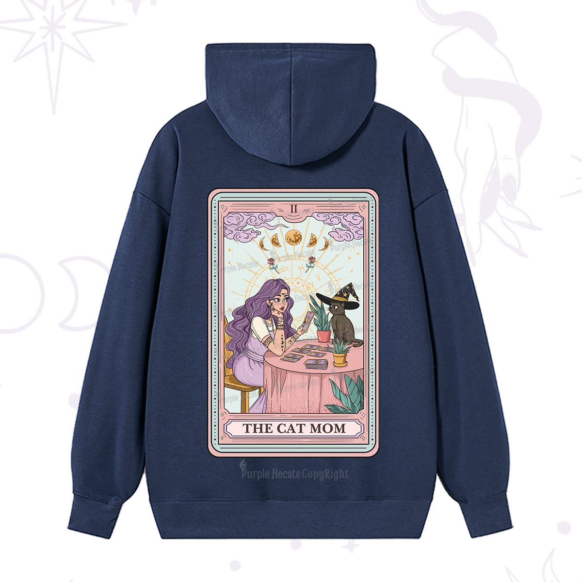 Purplehecate The Witchy Cat Mom Tarot Hoodie
