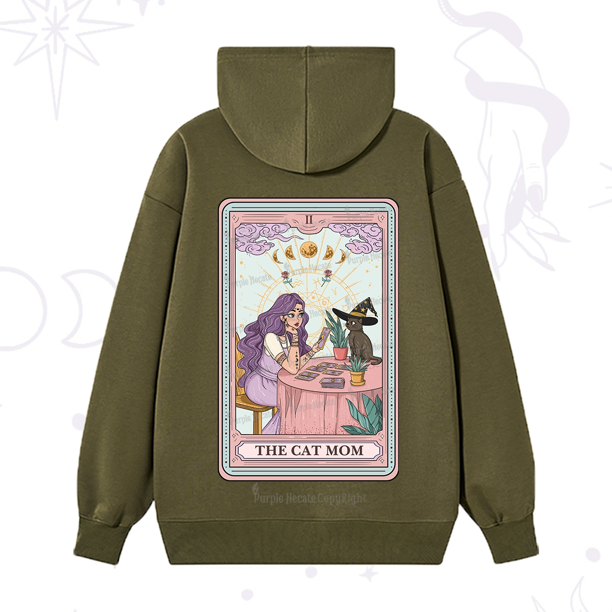 Purplehecate The Witchy Cat Mom Tarot Hoodie