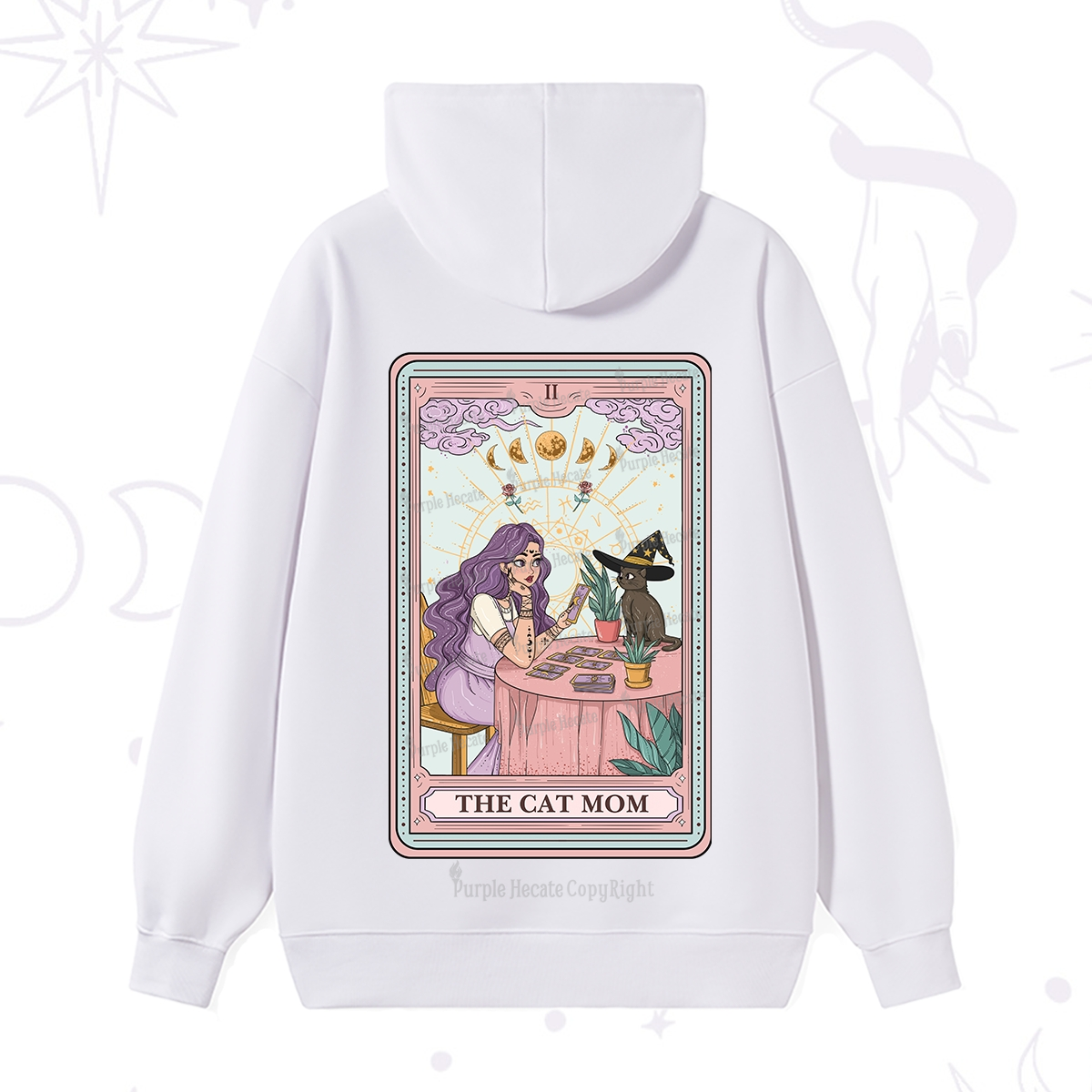 Purplehecate The Witchy Cat Mom Tarot Hoodie