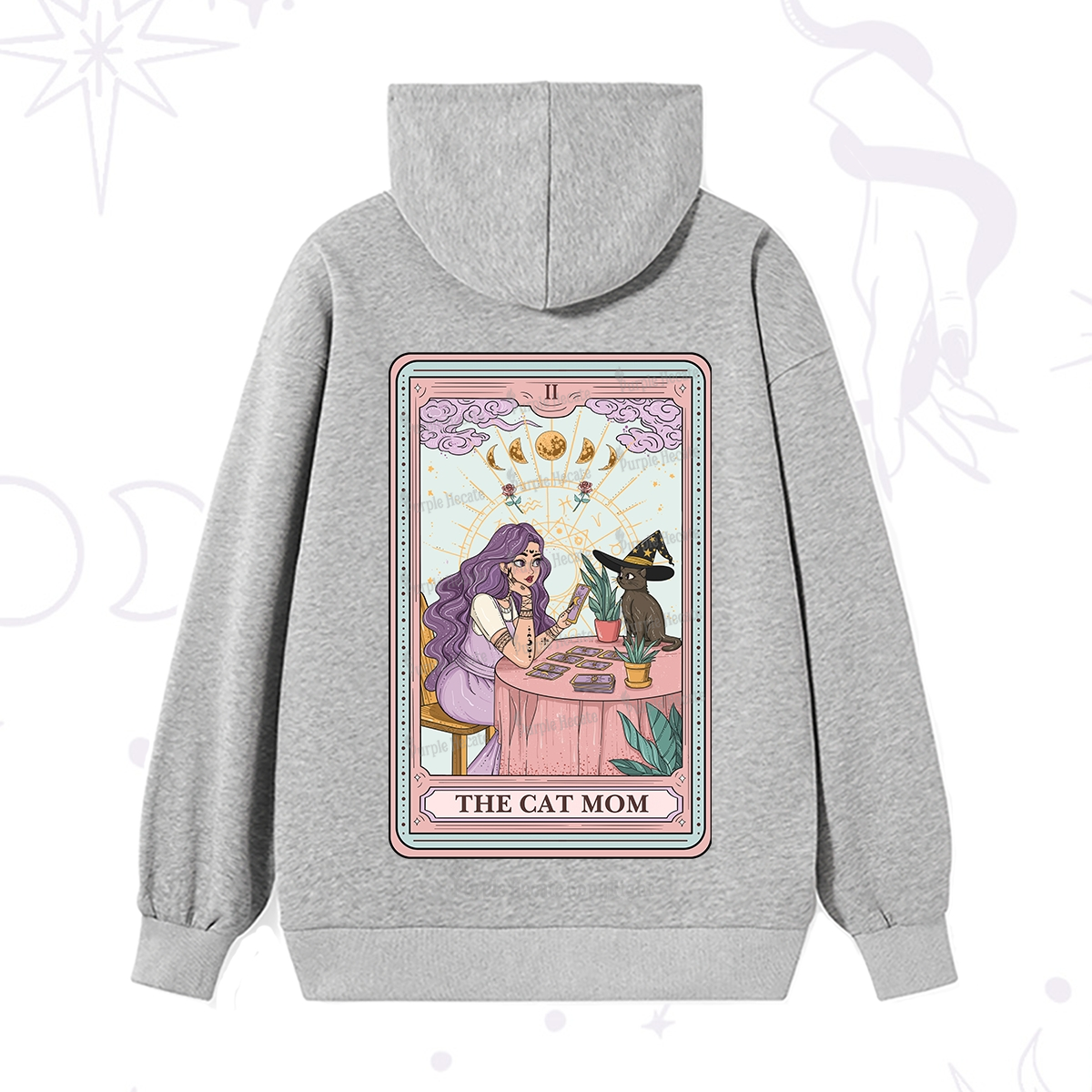 Purplehecate The Witchy Cat Mom Tarot Hoodie