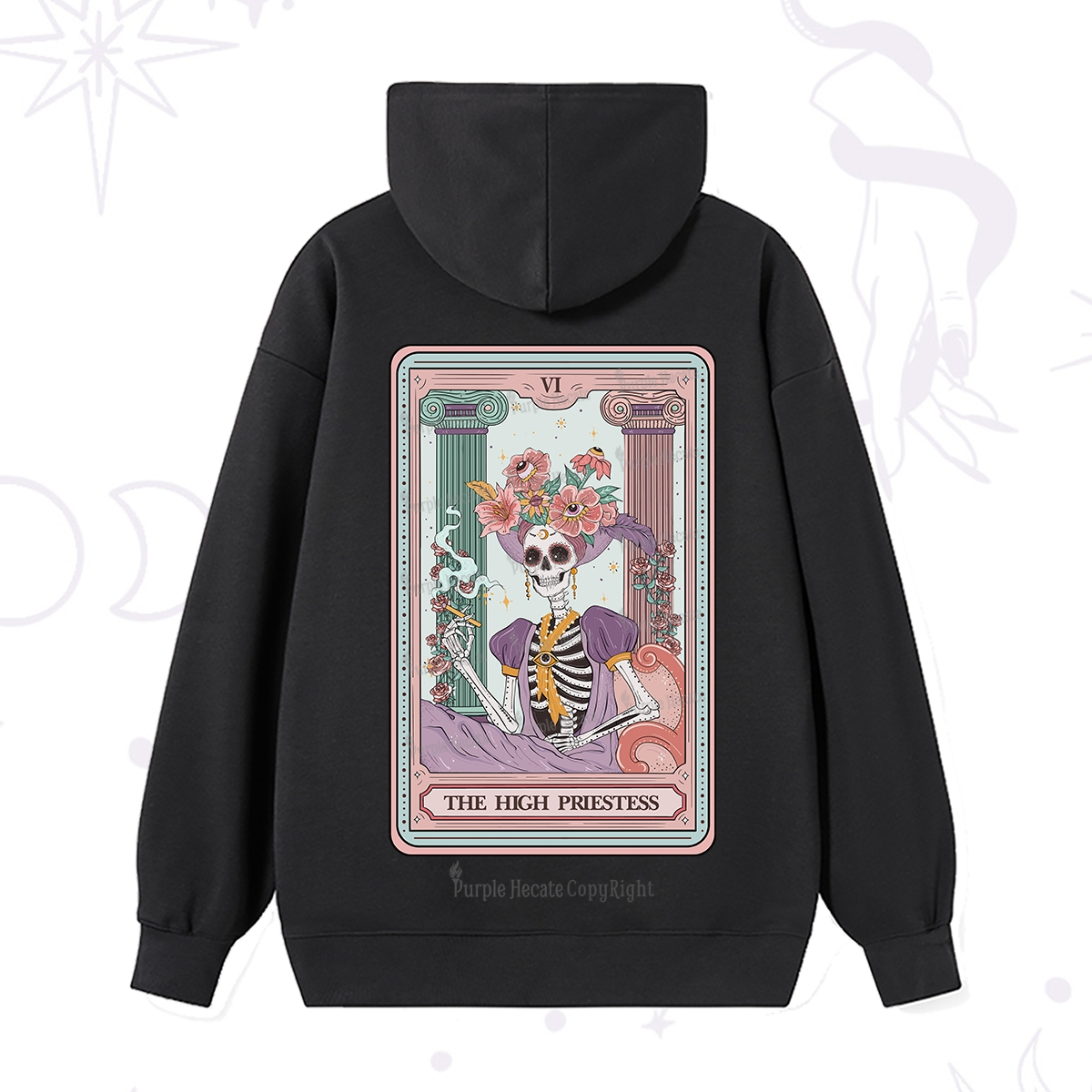Purplehecate The High Priestess Skeleton Tarot Hoodie