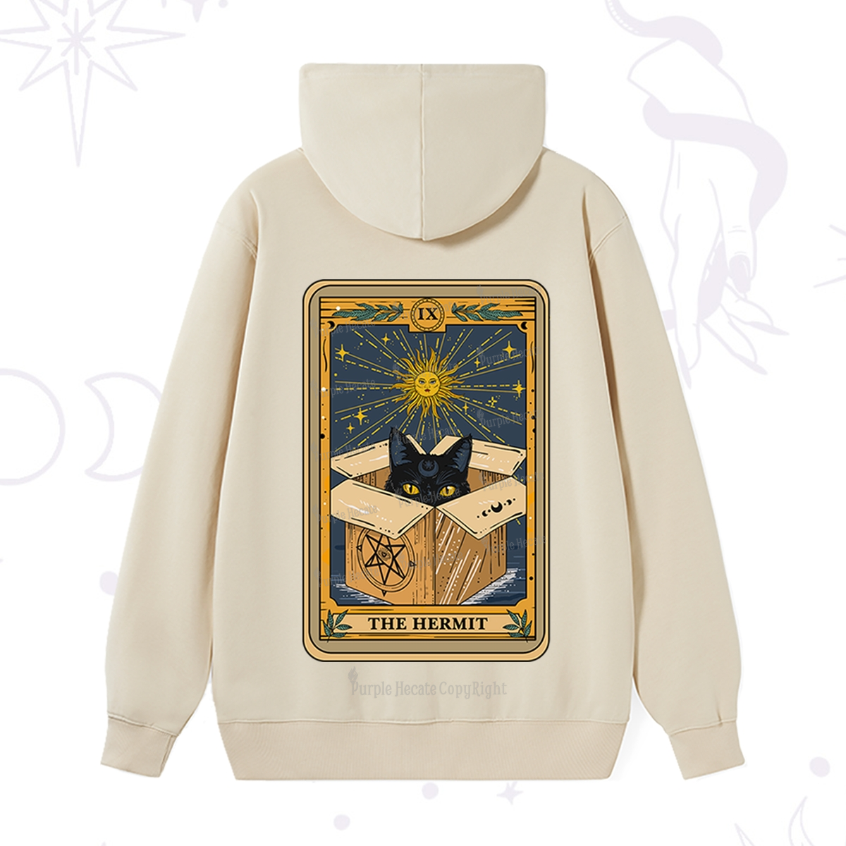 Purplehecate The Hermit Cat Tarot Card Hoodie