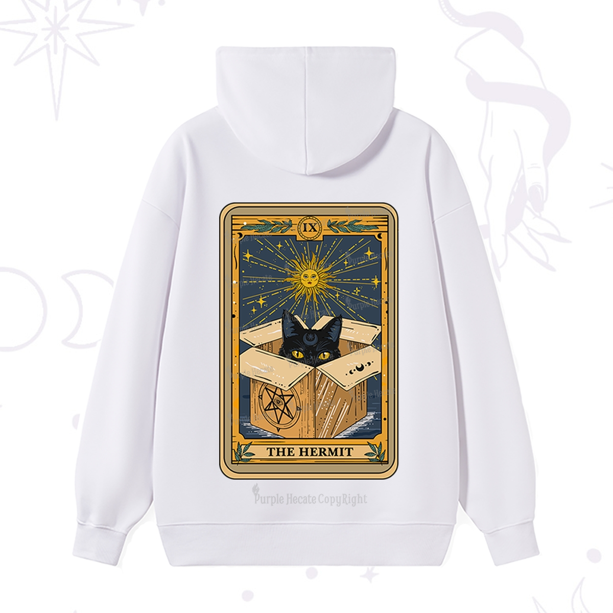 Purplehecate The Hermit Cat Tarot Card Hoodie