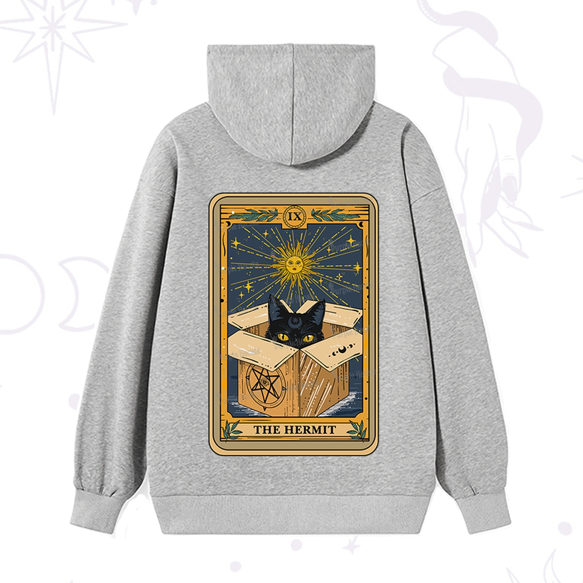 Purplehecate The Hermit Cat Tarot Card Hoodie