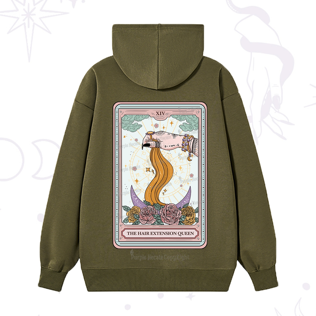 Purplehecate The Hair Extension Queen Tarot Card Hoodie
