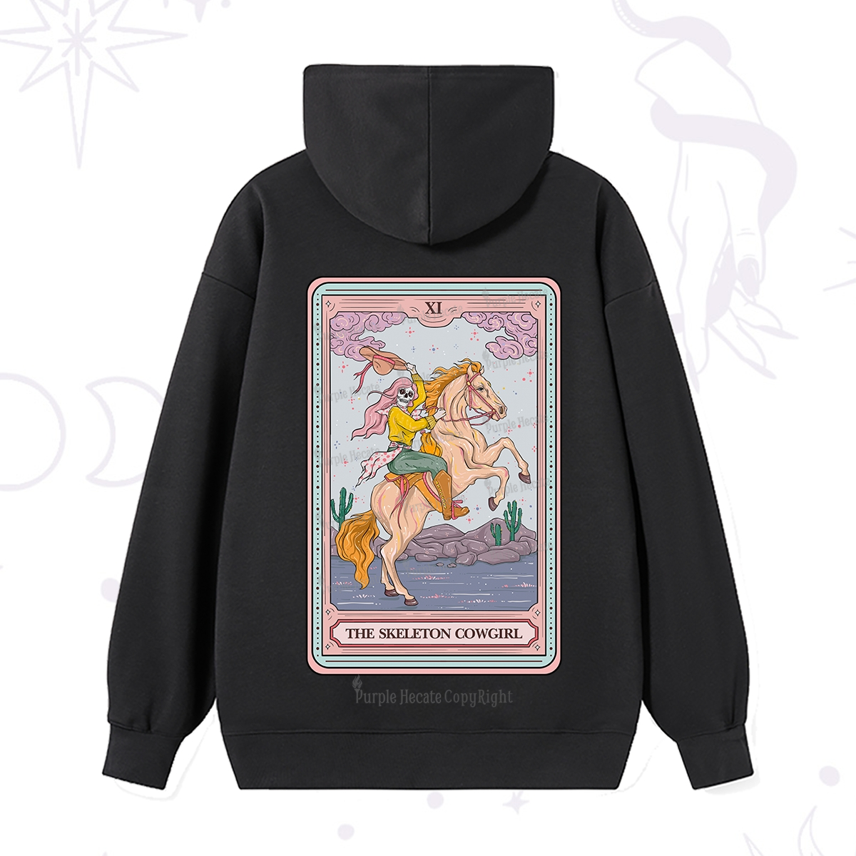 Purplehecate The Skeleton Cowgirl Tarot Card Hoodie