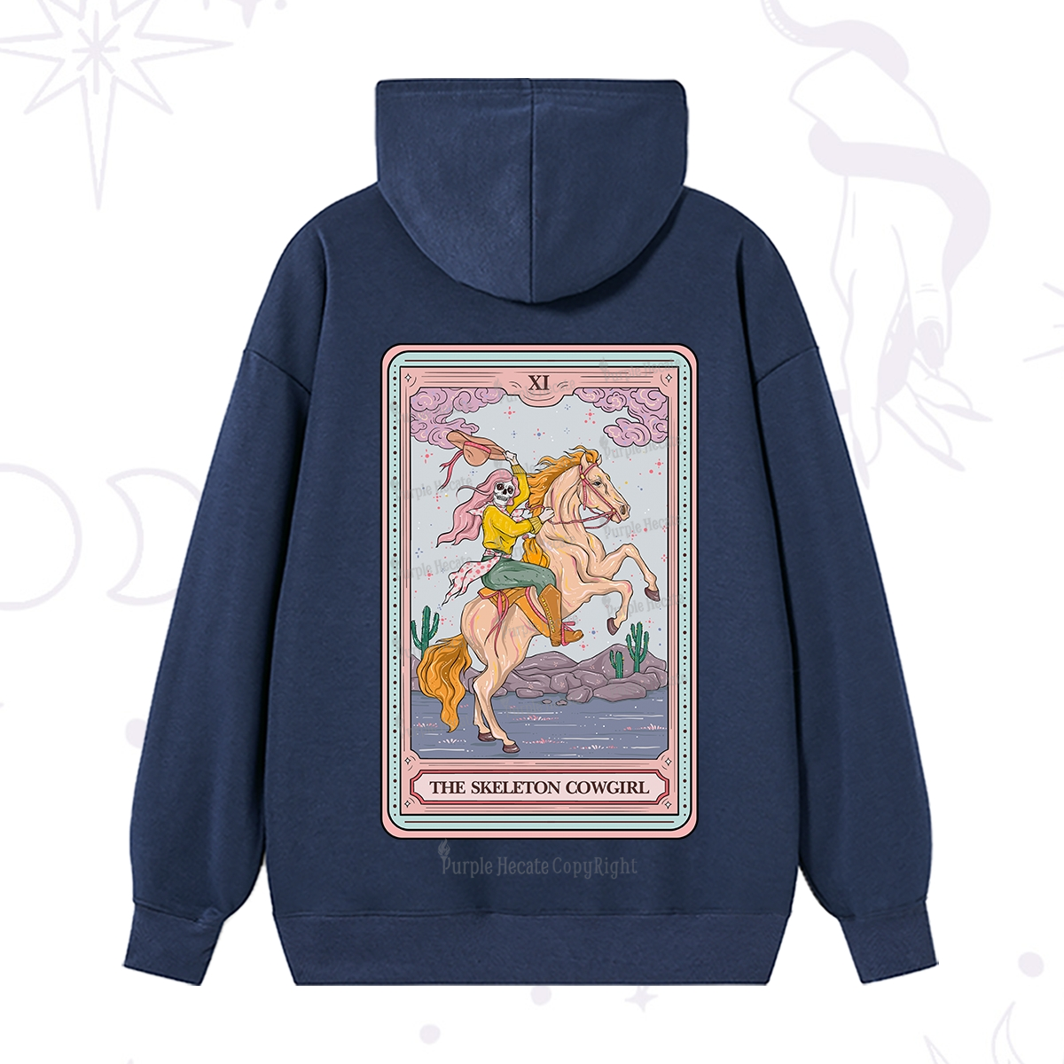 Purplehecate The Skeleton Cowgirl Tarot Card Hoodie