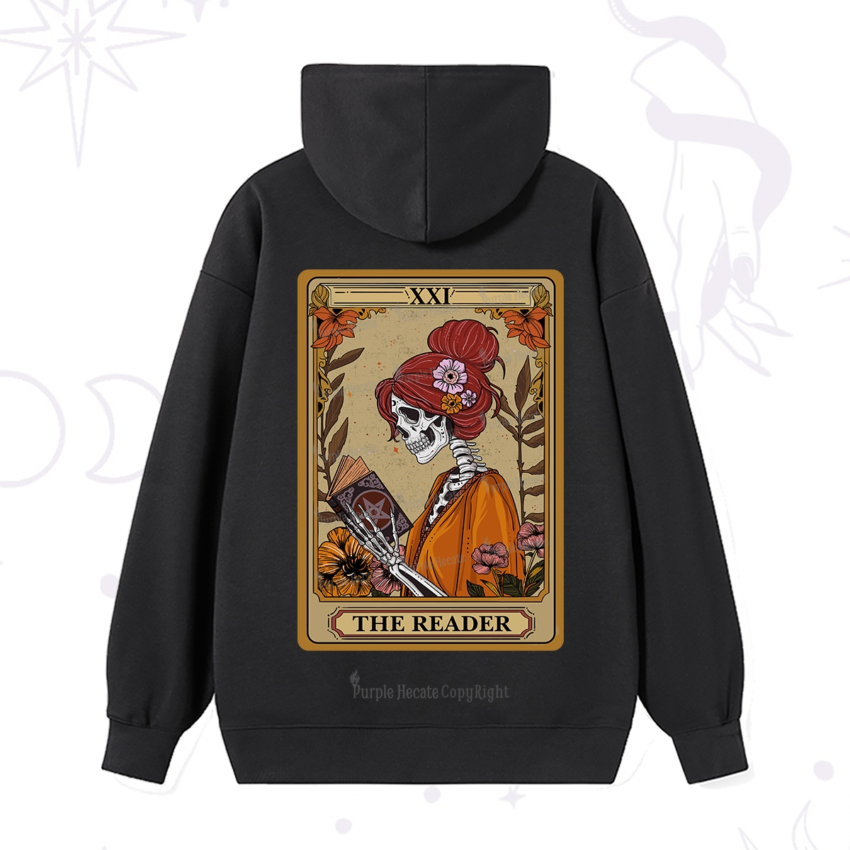 Purplehecate The Reader Tarot Card Skeleton Hoodie