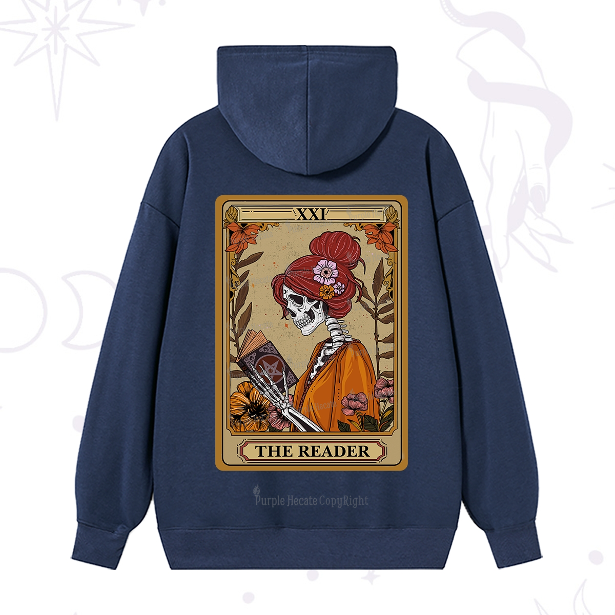 Purplehecate The Reader Tarot Card Skeleton Hoodie