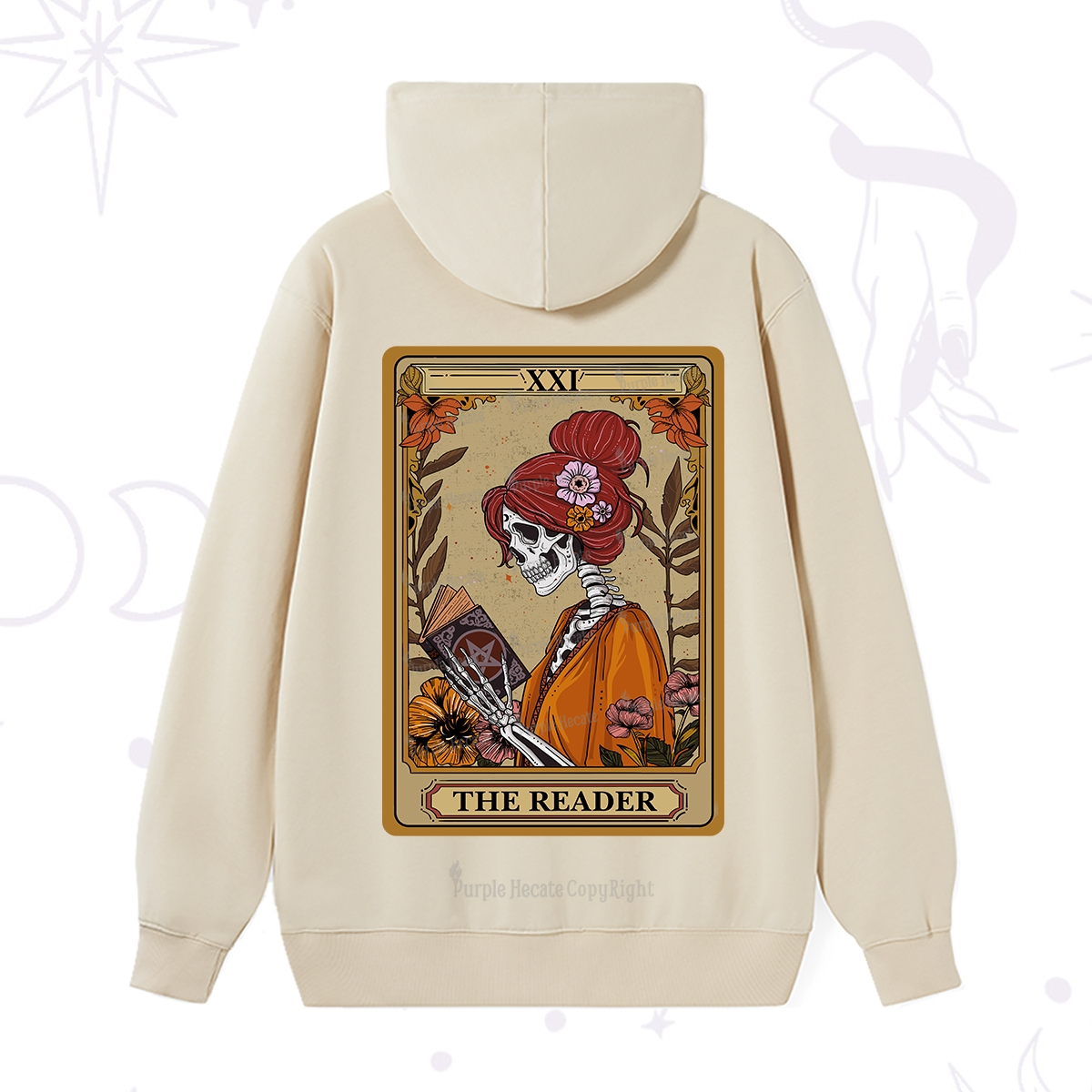 Purplehecate The Reader Tarot Card Skeleton Hoodie