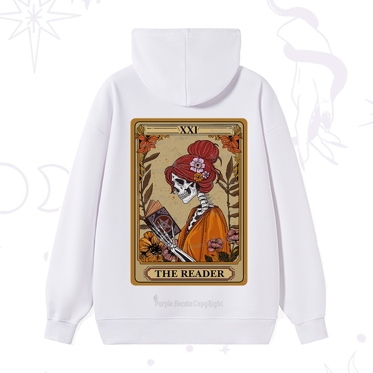 Purplehecate The Reader Tarot Card Skeleton Hoodie