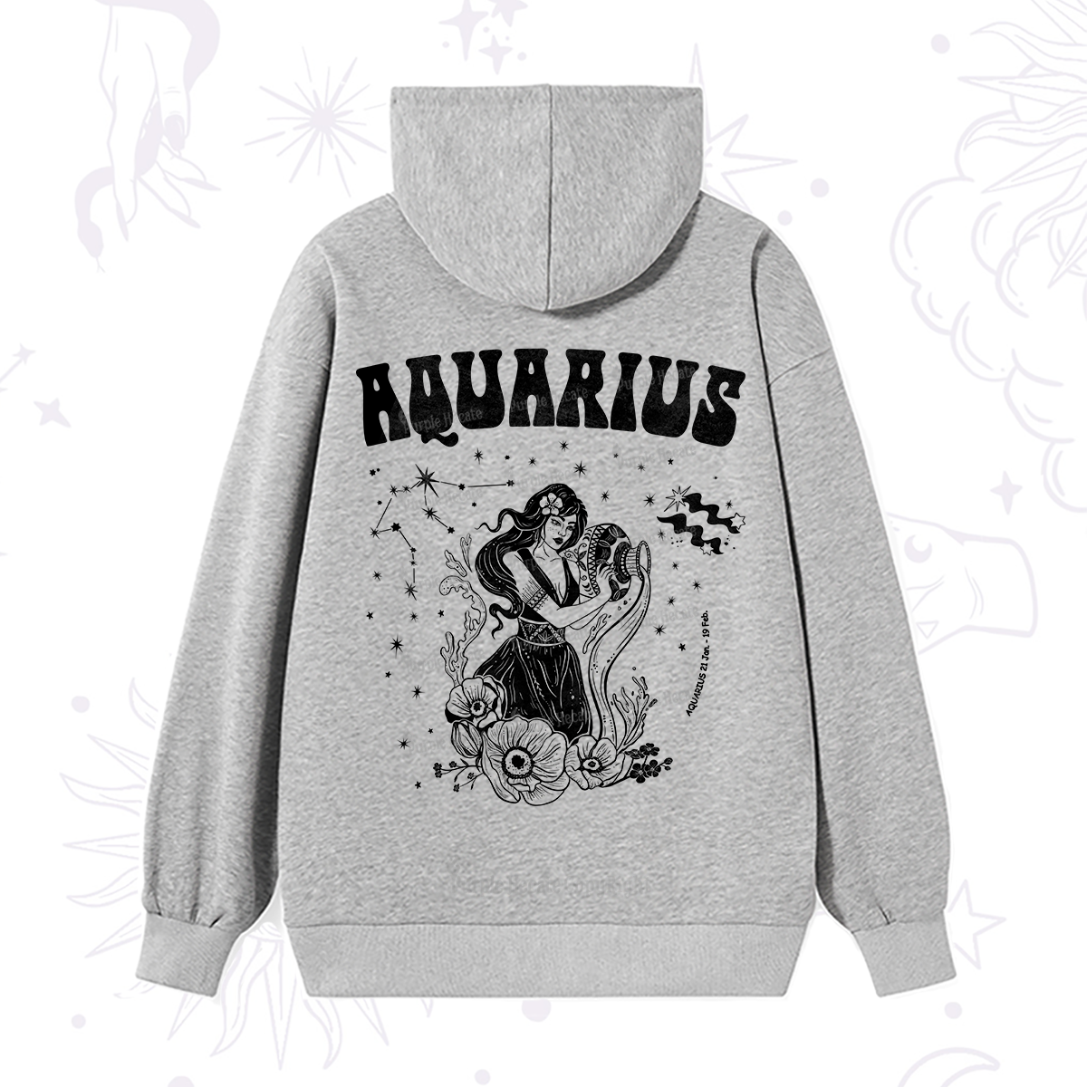 Purplehecate Aquarius Zodiac Glyphs Hoodie