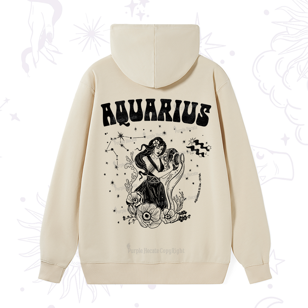 Purplehecate Aquarius Zodiac Glyphs Hoodie