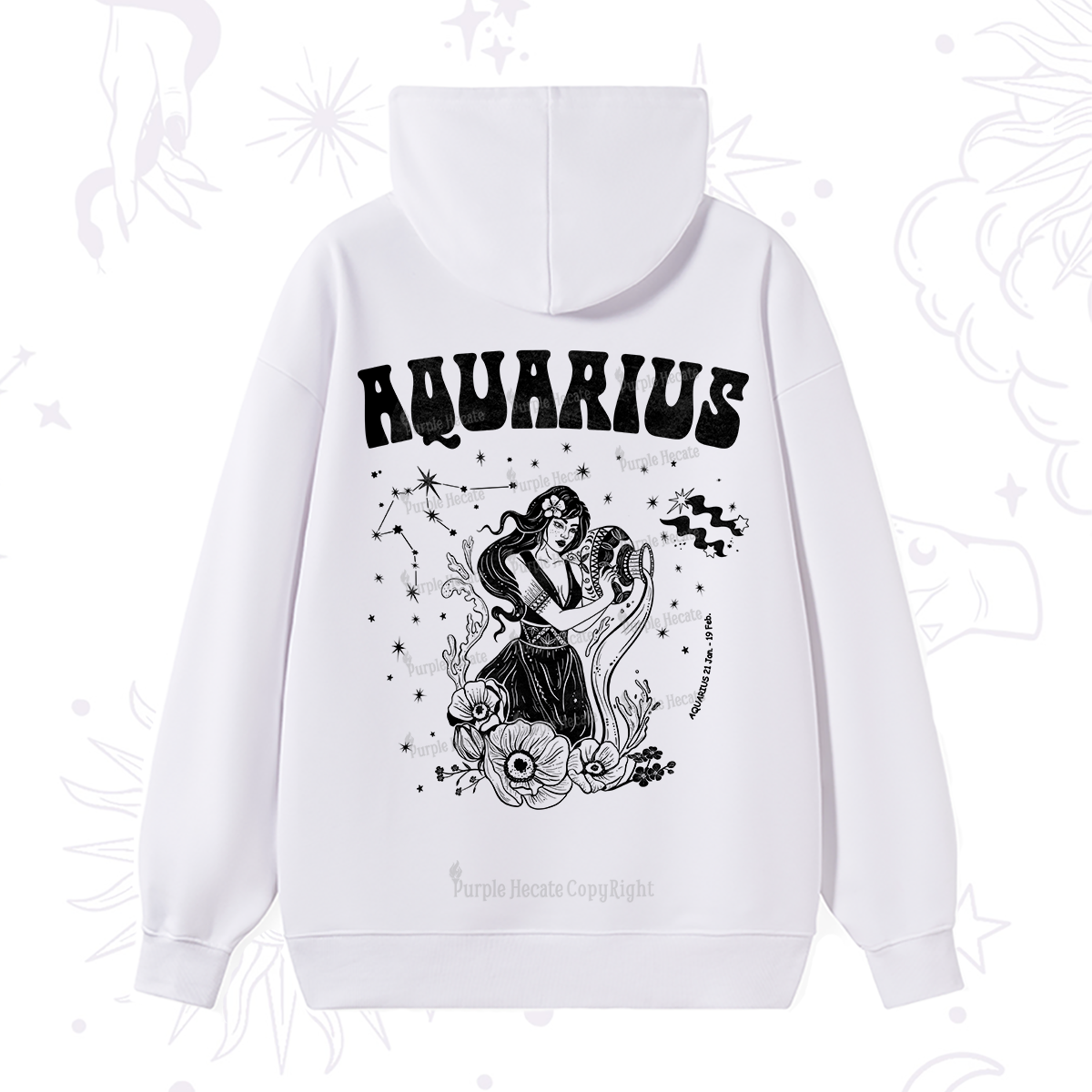 Purplehecate Aquarius Zodiac Glyphs Hoodie