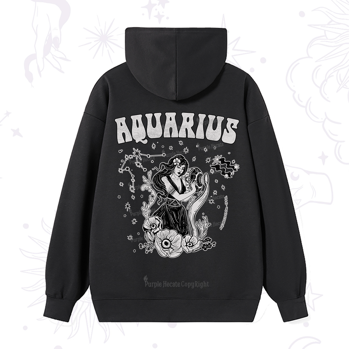 Purplehecate Aquarius Zodiac Glyphs Hoodie