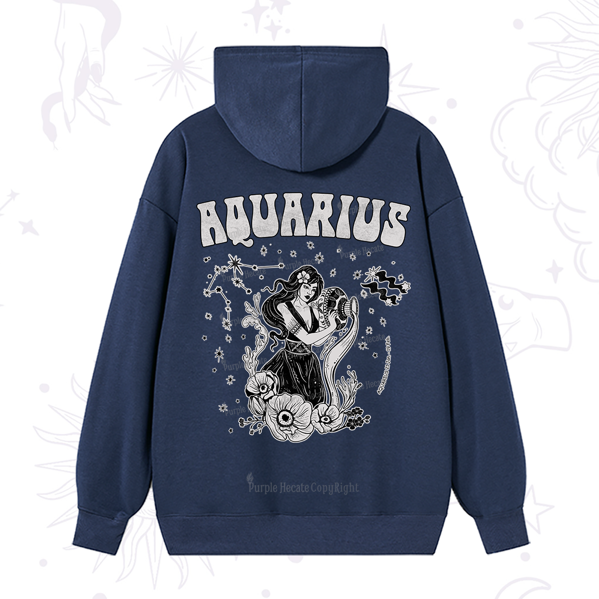 Purplehecate Aquarius Zodiac Glyphs Hoodie