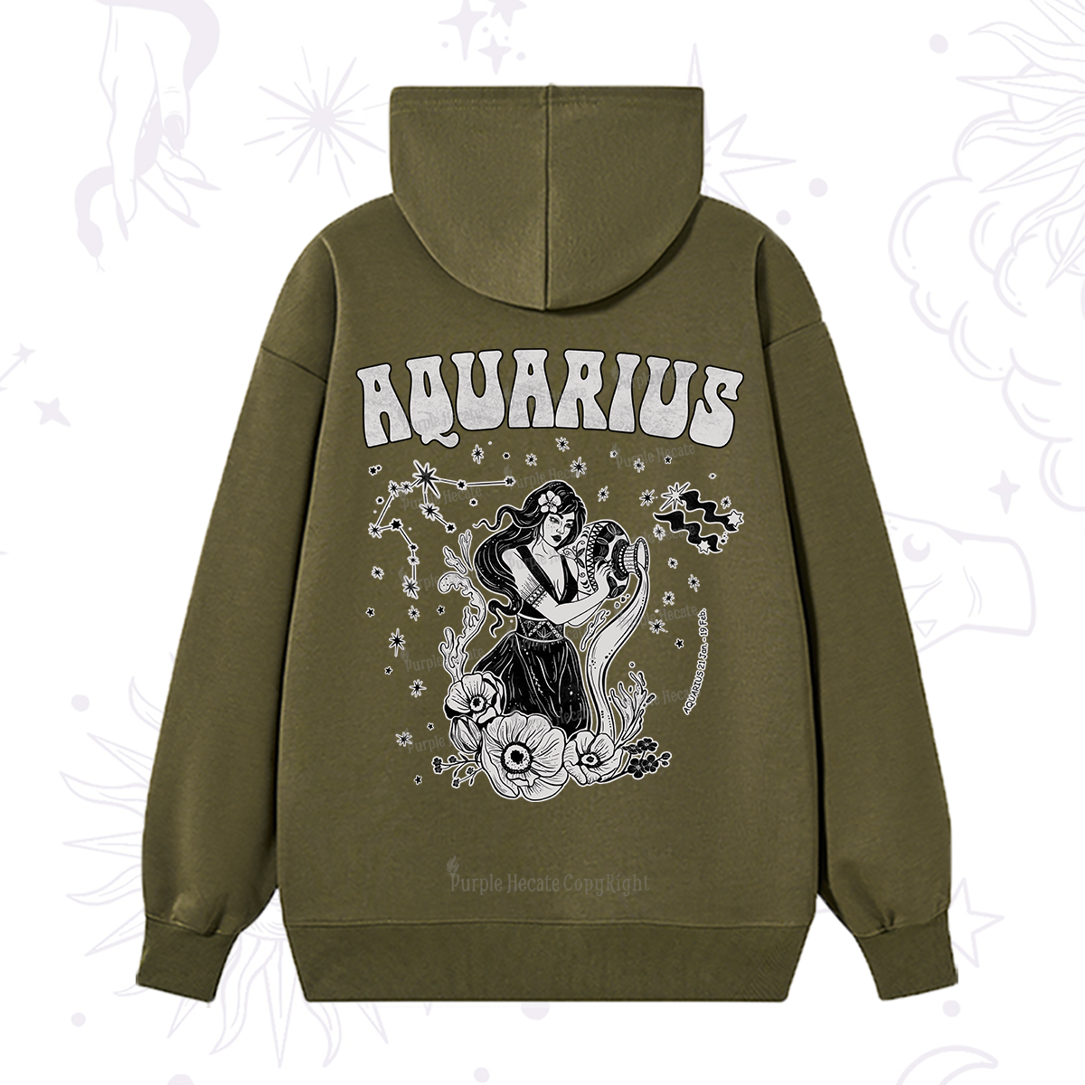 Purplehecate Aquarius Zodiac Glyphs Hoodie
