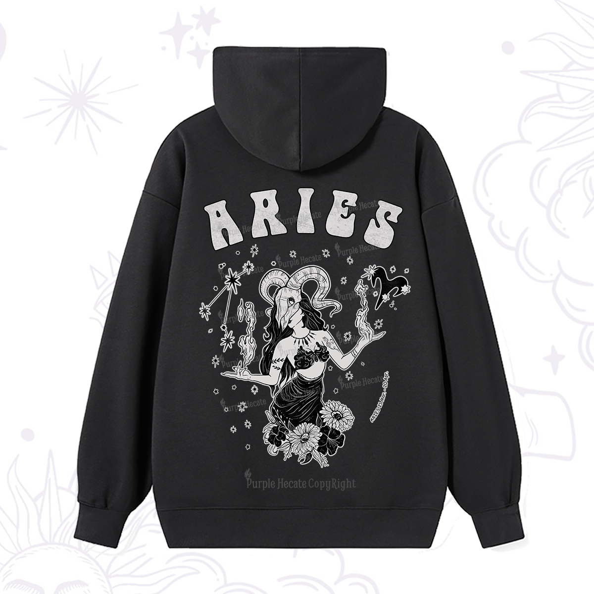 Purplehecate Aries Zodiac Glyphs Hoodie