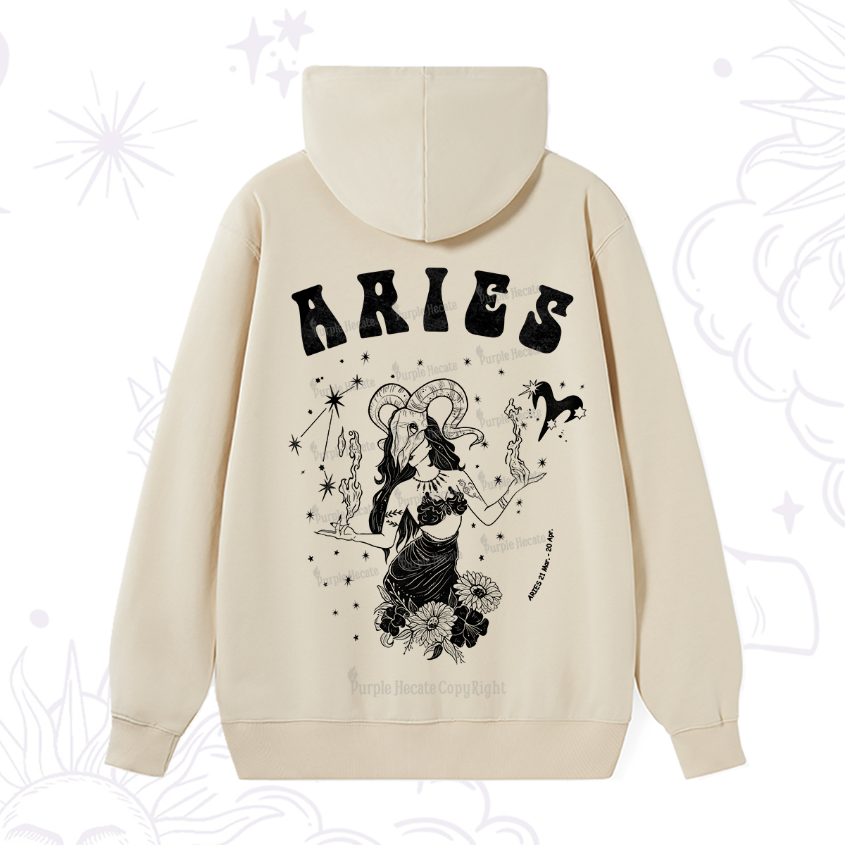 Purplehecate Aries Zodiac Glyphs Hoodie