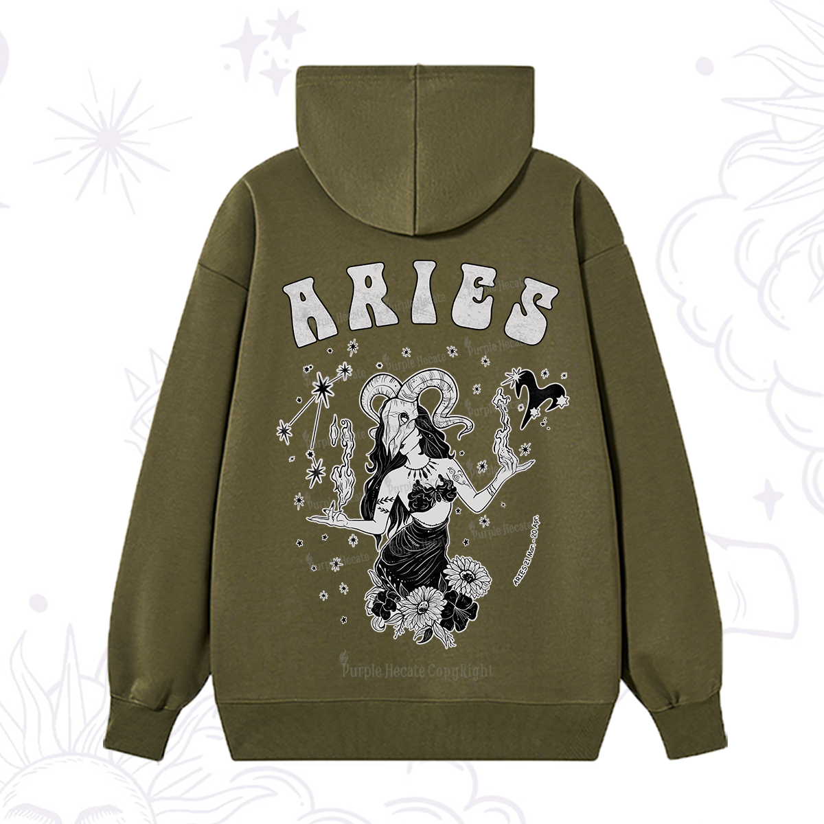 Purplehecate Aries Zodiac Glyphs Hoodie