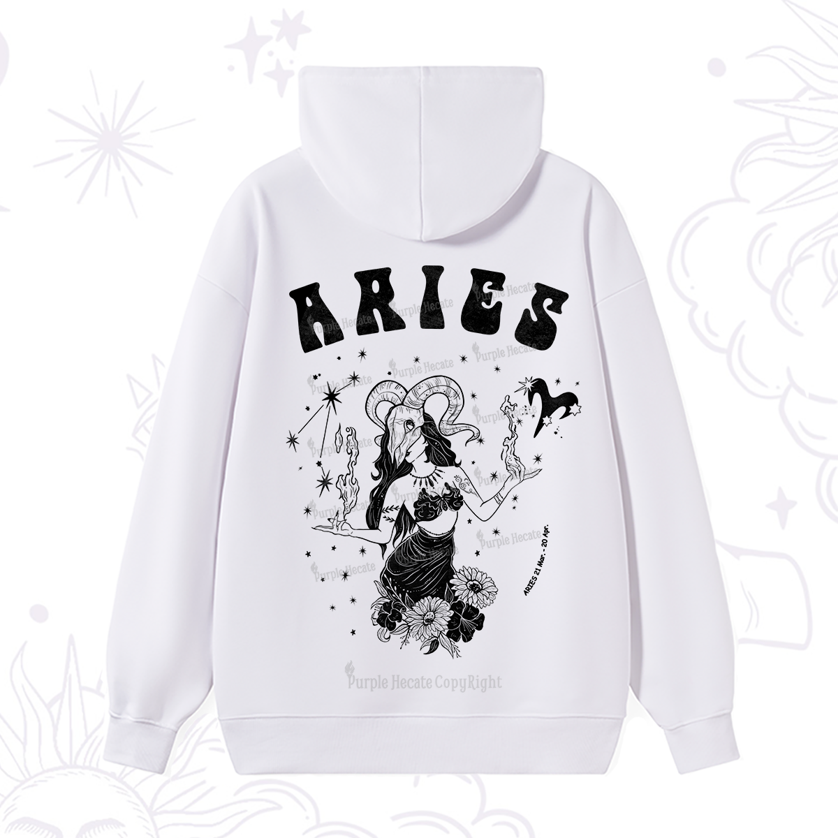 Purplehecate Aries Zodiac Glyphs Hoodie